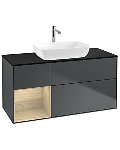 Villeroy und Boch Finion Waschtischunterschrank G822PCHG 120cm, Abdeckplatte black matt, Emotion, Regale Oak Veneer, Midnight Blue Matt Lacquer