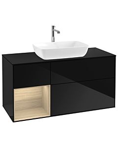 Villeroy und Boch Finion Villeroy und Boch G822PCPH 120cm, plaque de finition noir mat, émotion, étagères Oak Veneer , Glossy Black Lacquer