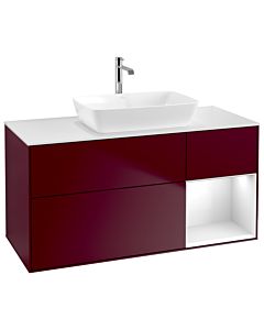 Villeroy und Boch Finion Waschtischunterschrank G831GFHB 120cm, Abdeckplatte white matt, Emotion, Regale Glossy white lacquer, Peony Matt