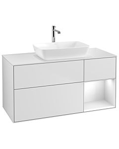 Villeroy und Boch Finion Waschtischunterschrank G831GFMT 120cm, Abdeckplatte white matt, Emotion, Regale Glossy white lacquer, White matt lacquer