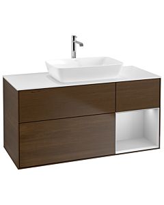 Villeroy und Boch Finion Villeroy und Boch Finion G831GJGN 120cm, cover plate white matt, Emotion, shelves light gray matt lacquer, walnut veneer