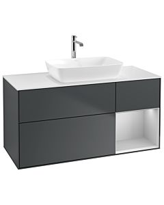Villeroy und Boch Finion Waschtischunterschrank G831GJHG 120cm, Abdeckplatte white matt, Emotion, Regale Light grey matt lacquer, Midnight Blue Matt Lacquer