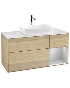 Villeroy und Boch Finion Waschtischunterschrank G831GJPC 120cm, Abdeckplatte white matt, Emotion, Regale Light grey matt lacquer, Oak Veneer