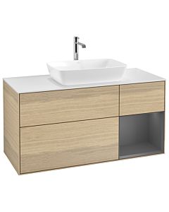 Villeroy und Boch Finion Villeroy und Boch Finion G831GKPC 120cm, cover plate white matt, Emotion, shelves anthracite matt lacquer, Oak Veneer