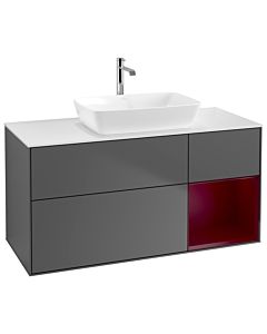 Villeroy und Boch Finion Villeroy und Boch G831HBGK 120cm, plaque de finition blanc mat, Emotion, étagères Peony laqué mat, anthracite mat