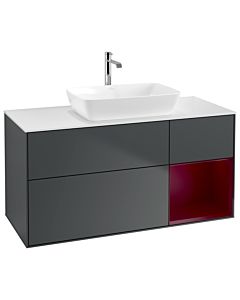 Villeroy und Boch Finion Waschtischunterschrank G831HBHG 120cm, Abdeckplatte white matt, Emotion, Regale Peony matt lacquer, Midnight Blue Matt Lacquer