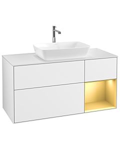 Villeroy und Boch Finion Villeroy und Boch Finion G831HFGF 120cm, cover plate white matt, Emotion, shelves gold matt lacquer, glossy white lacquer