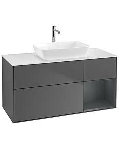 Villeroy und Boch Finion Waschtischunterschrank G831HGGK 120cm, Abdeckplatte white matt, Emotion, Regale Midnight matt lacquer, Anthracite matt
