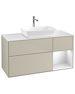 Villeroy und Boch Finion Villeroy und Boch G831MTHH 120cm, plaque de finition blanc mat, Emotion, étagères laqué blanc mat, Sand Matt Lacquer