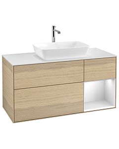 Villeroy und Boch Finion Waschtischunterschrank G831MTPC 120cm, Abdeckplatte white matt, Emotion, Regale White matt lacquer, Oak Veneer