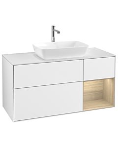 Villeroy und Boch Finion Villeroy und Boch G831PCGF 120cm, plaque de finition blanc mat, emotion, étagères Oak Veneer , laqué blanc brillant