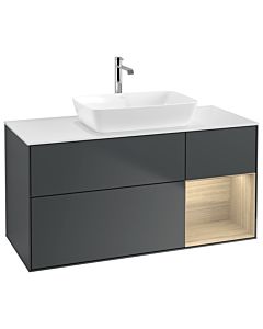 Villeroy und Boch Finion Villeroy und Boch G831PCHG 120cm, plaque de finition blanc mat, Emotion, étagères Oak Veneer , Midnight Blue Matt Lacquer