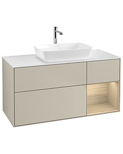 Villeroy und Boch Finion Villeroy und Boch G831PCHH 120cm, plaque de finition blanc mat, emotion, étagères Oak Veneer , Sand Matt Lacquer