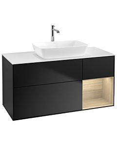 Villeroy und Boch Finion Villeroy und Boch Finion G831PCPD 120cm, cover plate white matt, Emotion, shelves Oak Veneer , black matt lacquer