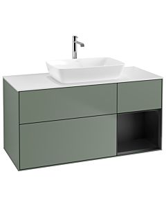 Villeroy und Boch Finion Villeroy und Boch Finion G831PDGM 120cm, cover plate white matt, Emotion, shelves black matt lacquer, Olive Matt Lacquer