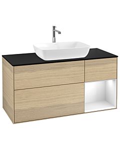 Villeroy und Boch Finion Villeroy und Boch G832GFPC 120cm, couvercle noir mat, Emotion, étagères Laque blanc brillant, Oak Veneer