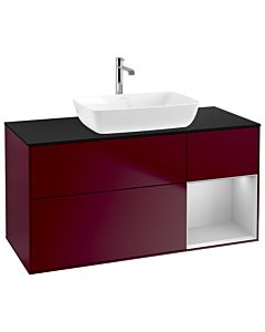 Villeroy und Boch Finion Villeroy und Boch G832GJHB 120cm, plaque de finition noir mat, Emotion, étagères Laque gris clair mat, Peony Matt