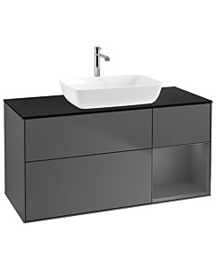 Villeroy und Boch Finion Villeroy und Boch Finion G832GKGK 120cm, cover plate black matt, Emotion, shelves anthracite matt lacquer, anthracite matt