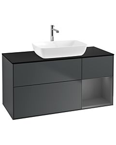 Villeroy und Boch Finion Waschtischunterschrank G832GKHG 120cm, Abdeckplatte black matt, Emotion, Regale Anthracite matt lacquer, Midnight Blue Matt Lacquer