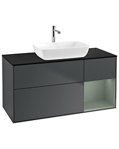 Villeroy und Boch Finion Waschtischunterschrank G832GMHG 120cm, Abdeckplatte black matt, Emotion, Regale Olive matt lacquer, Midnight Blue Matt Lacquer