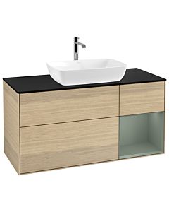 Villeroy und Boch Finion Villeroy und Boch Finion G832GMPC 120cm, cover plate black matt, Emotion, shelves olive matt lacquer, Oak Veneer
