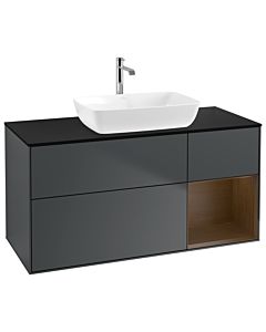 Villeroy und Boch Finion Villeroy und Boch Finion G832GNHG 120cm, cover plate black matt, Emotion, shelves Walnut Veneer , Midnight Blue Matt Lacquer