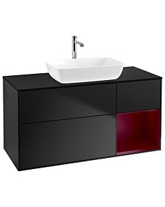 Villeroy und Boch Finion Villeroy und Boch Finion G832HBPD 120cm, cover plate black matt, Emotion, shelves Peony matt lacquer, black matt lacquer
