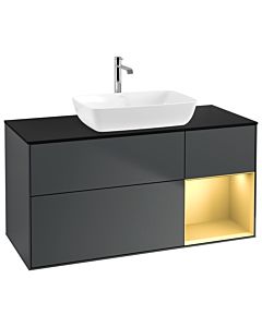 Villeroy und Boch Finion Villeroy und Boch Finion G832HFHG 120cm, cover plate black matt, Emotion, shelves gold matt lacquer, midnight Blue Matt Lacquer
