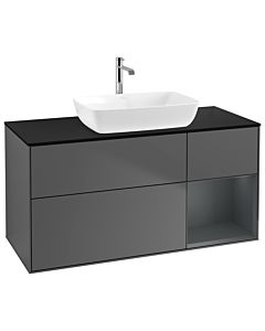 Villeroy und Boch Finion Villeroy und Boch G832HGGK 120cm, plaque de recouvrement noir mat, Emotion, étagères Laque mat minuit, Anthracite mat