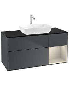 Villeroy und Boch Finion Villeroy und Boch G832HHHG 120cm, couvercle noir mat, Emotion, étagères laqué sable sable, Midnight Blue Matt Lacquer