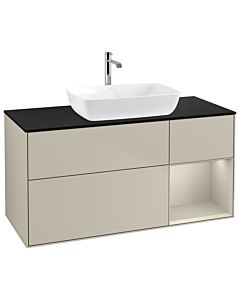 Villeroy und Boch Finion Villeroy und Boch G832HHHH 120cm, couvercle noir mat, Emotion, étagères laqué sable sable, Sand Matt Lacquer
