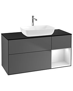 Villeroy und Boch Finion Villeroy und Boch Finion G832MTGK 120cm, cover plate black matt, Emotion, shelves white matt lacquer, anthracite matt