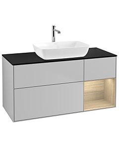 Villeroy und Boch Finion Villeroy und Boch G832PCGJ 120cm, plaque de finition noir mat, Emotion, étagères Oak Veneer , gris clair mat