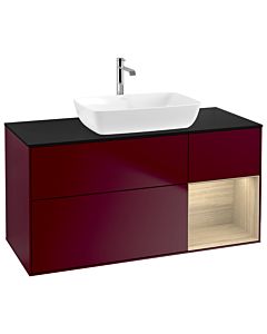 Villeroy und Boch Finion Villeroy und Boch G832PCHB 120cm, plaque de finition noir mat, émotion, étagères Oak Veneer , Peony Matt