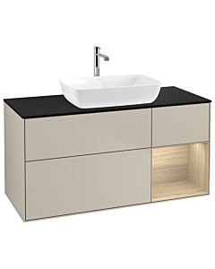 Villeroy und Boch Finion Villeroy und Boch G832PCHH 120cm, plaque de finition noir mat, émotion, étagères Oak Veneer , Sand Matt Lacquer