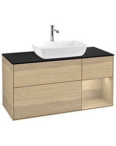 Villeroy und Boch Finion Villeroy und Boch G832PCPC 120cm, plaque de finition noir mat, émotion, étagères Oak Veneer , Oak Veneer