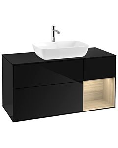 Villeroy und Boch Finion Villeroy und Boch G832PCPH 120cm, plaque de finition noir mat, émotion, étagères Oak Veneer , Glossy Black Lacquer