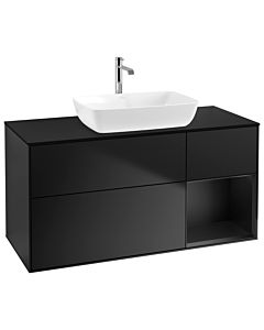 Villeroy und Boch Finion Waschtischunterschrank G832PDPD 120cm, Abdeckplatte black matt, Emotion, Regale Black matt lacquer, Black matt lacquer