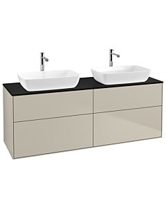 Villeroy und Boch Finion Waschtischunterschrank G84200HH 160x60,3cm, Emotion, Abdeckplatte black matt, Sand Matt Lacquer