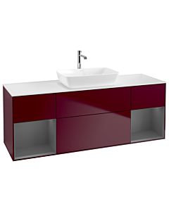 Villeroy und Boch Finion Waschtischunterschrank G861GKHB 160cm, Abdeckplatte white matt, Emotion, Regale Anthracite matt lacquer, Peony Matt