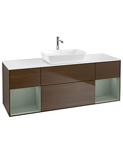 Villeroy und Boch Finion Villeroy und Boch Finion G861GMGN 160cm, cover plate white matt, Emotion, shelves olive matt lacquer, walnut veneer