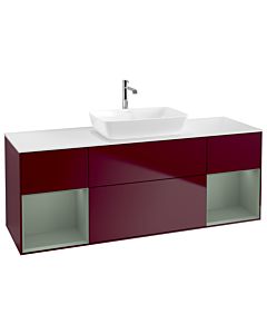 Villeroy und Boch Finion Villeroy und Boch G861GMHB 160cm, plaque de finition blanc mat, Emotion, étagères laqué olive mat, Peony Matt