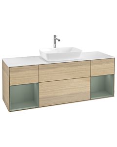 Villeroy und Boch Finion Villeroy und Boch Finion G861GMPC 160cm, cover plate white matt, Emotion, shelves olive matt lacquer, Oak Veneer