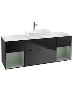 Villeroy und Boch Finion Villeroy und Boch Finion G861GMPD 160cm, cover plate white matt, Emotion, shelves olive matt lacquer, black matt lacquer