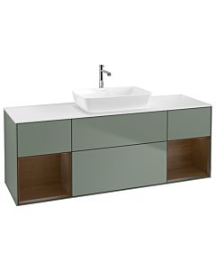 Villeroy und Boch Finion Villeroy und Boch G861GNGM 160cm, plaque de finition blanc mat, emotion, étagères Walnut Veneer , Olive Matt Lacquer