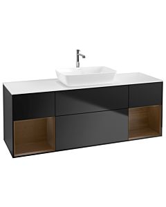 Villeroy und Boch Finion Villeroy und Boch Finion G861GNPD 160cm, cover plate white matt, Emotion, shelves Walnut Veneer , black matt lacquer