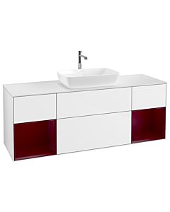 Villeroy und Boch Finion Waschtischunterschrank G861HBGF 160cm, Abdeckplatte white matt, Emotion, Regale Peony matt lacquer, Glossy white lacquer