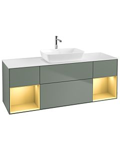 Villeroy und Boch Finion Villeroy und Boch Finion G861HFGM 160cm, cover plate white matt, Emotion, shelves gold matt lacquer, Olive Matt Lacquer
