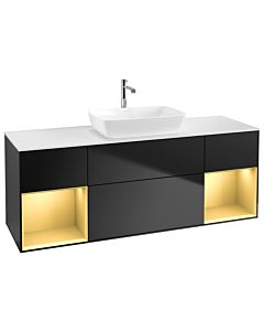 Villeroy und Boch Finion Villeroy und Boch Finion G861HFPD 160cm, cover plate white matt, Emotion, shelves gold matt lacquer, black matt lacquer