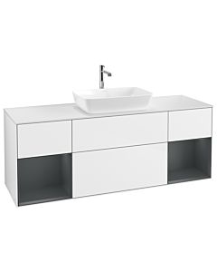 Villeroy und Boch Finion Villeroy und Boch Finion G861HGGF 160cm, cover plate white matt, Emotion, shelves Midnight matt lacquer, Glossy white lacquer